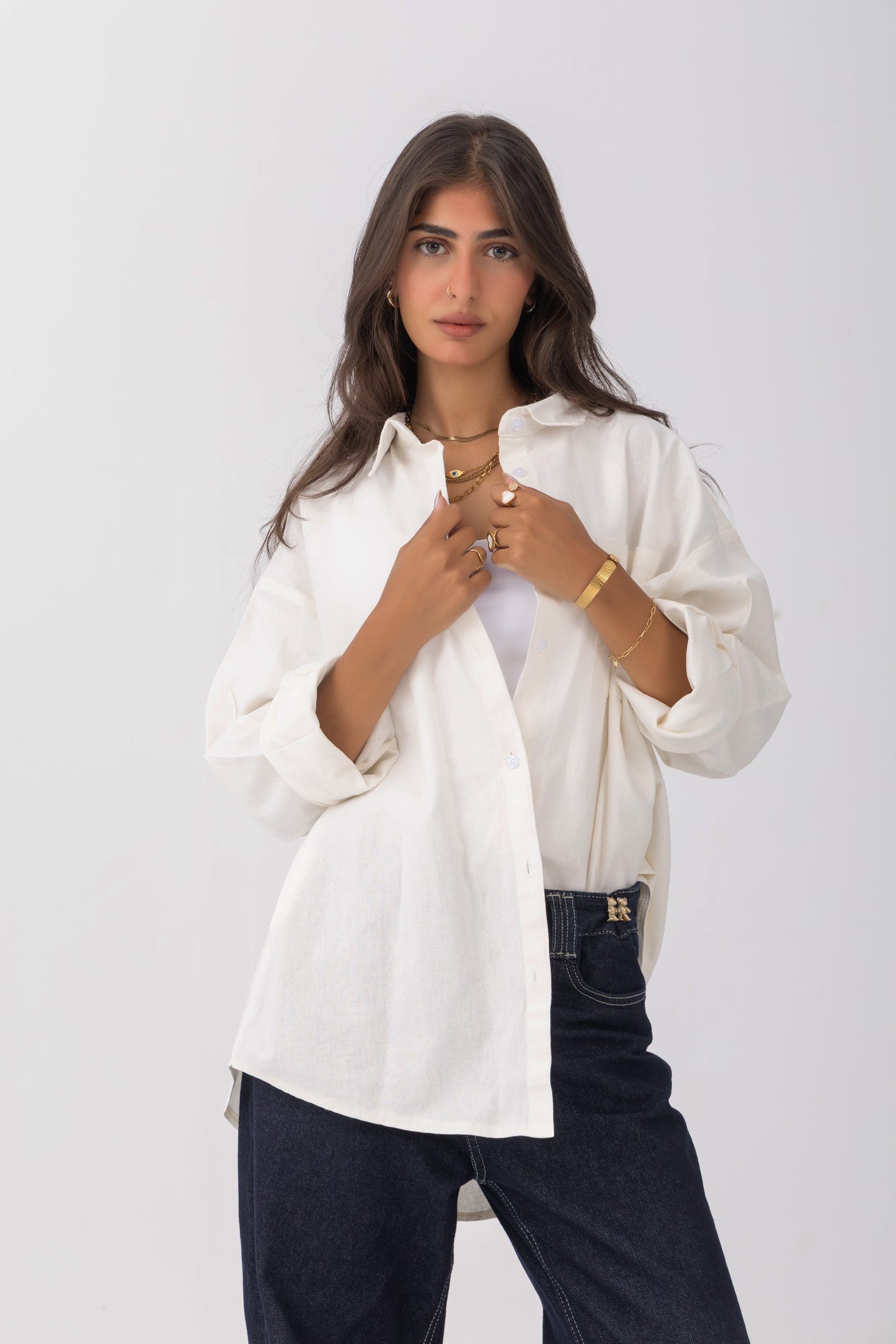 Ivory White Shirt | Oversized Linen Shirt