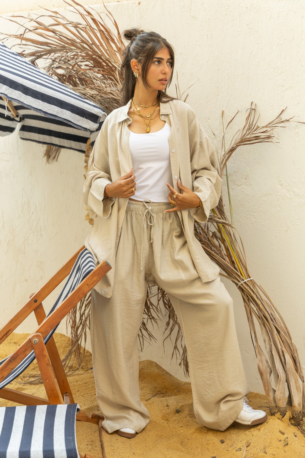 Sandy Breeze Oversized Set | Beige