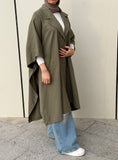 Oversized Gabardine Cape | Olive