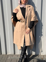 Oversized Gabardine Cape | Beige