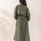 Long Gabardine Trench Coat | Olive