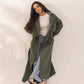 Long Gabardine Trench Coat | Olive