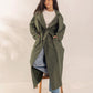 Long Gabardine Trench Coat | Olive