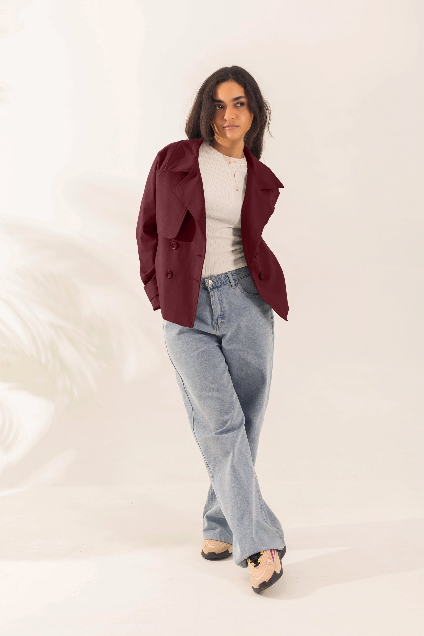 Short Gabardine Jacket | Burgundy