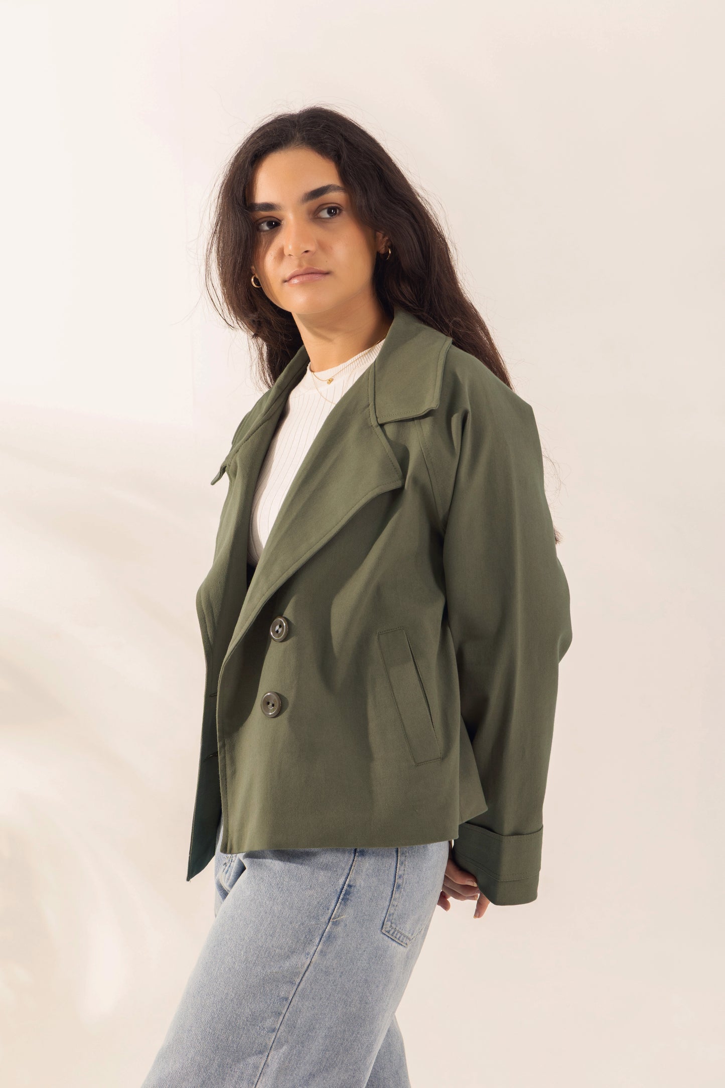Short Gabardine Jacket | Olive