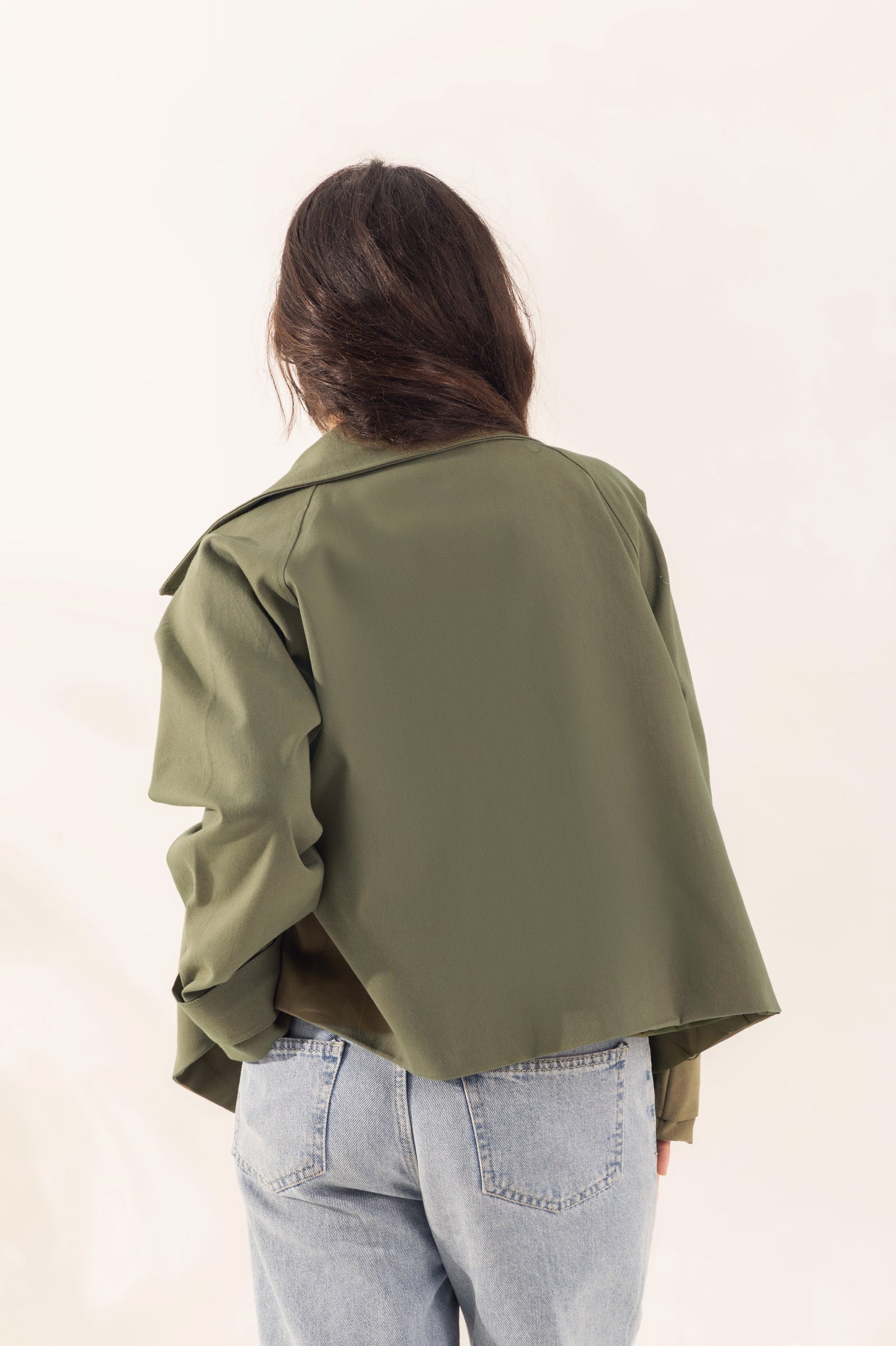 Short Gabardine Jacket | Olive