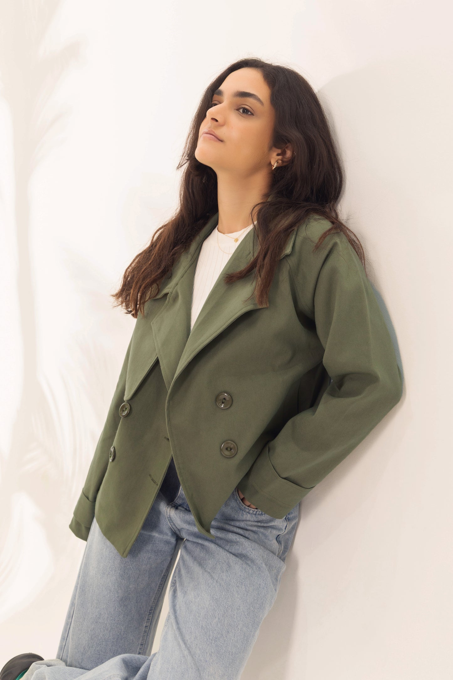Short Gabardine Jacket | Olive