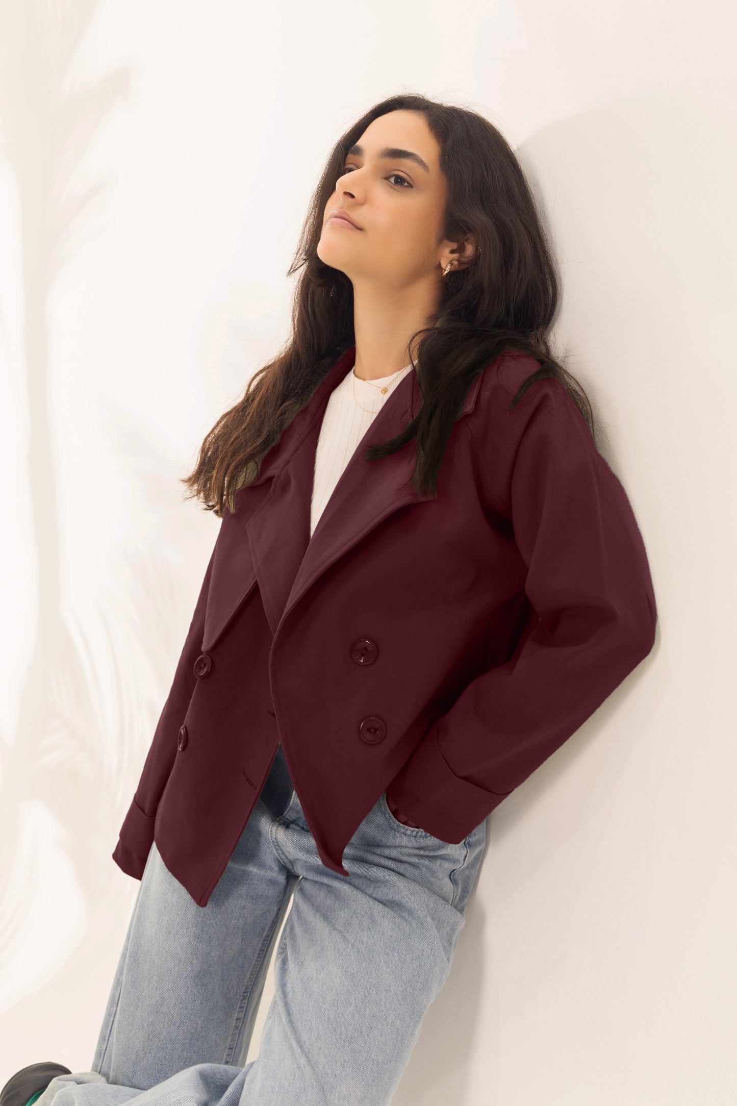 Short Gabardine Jacket | Burgundy