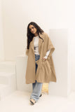 Oversized Gabardine Cape | Beige