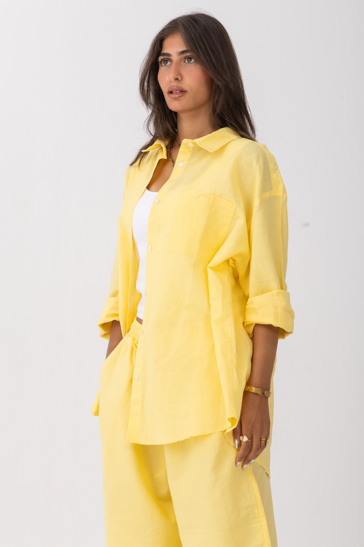 Sunny Yellow | Oversized Linen Shirt