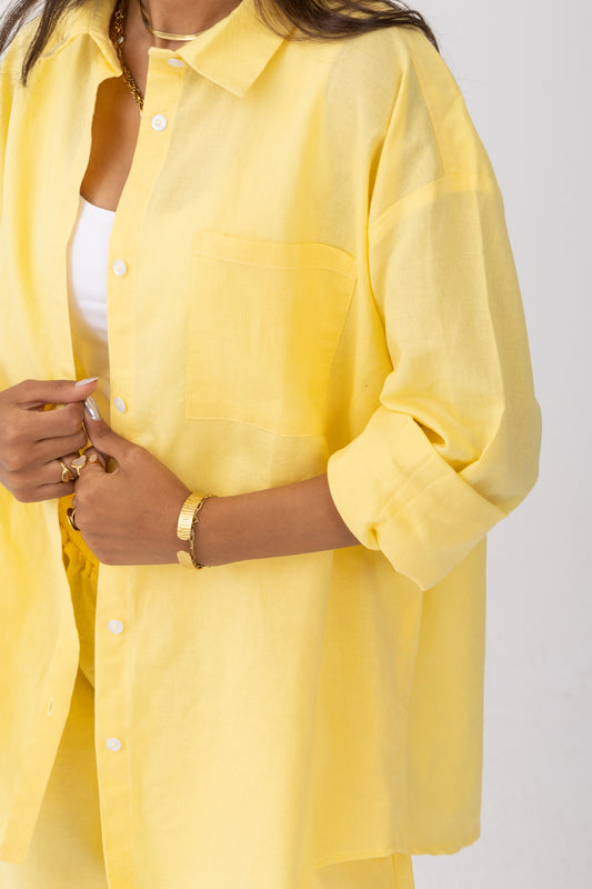 Sunny Yellow | Oversized Linen Shirt