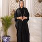 Lyra Jacquard Organza & Velvet  Abaya | Black