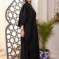 Lyra Jacquard Organza & Velvet  Abaya | Black