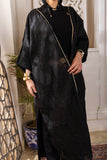 Lyra Jacquard Organza & Velvet  Abaya | Black
